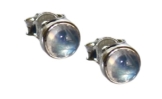 budawi® – Ohrstecker Mondstein Cabochon Ø 6 mm, 925er Sterling Silber, Ohrringe mit Mondstein