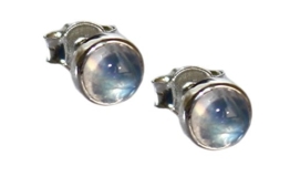 budawi® – Ohrstecker Mondstein Cabochon Ø 6 mm, 925er Sterling Silber, Ohrringe mit Mondstein