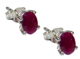 budawi® – Ohrstecker Rubin mit Krappenfassung in 925er Sterling Silber, Ohrringe Rubin facettiert