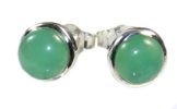 budawi® Chrysopras Ohrstecker Ø 7 mm, 925er Sterling Silber, Edelsteinschmuck