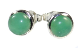 budawi® Chrysopras Ohrstecker Ø 7 mm, 925er Sterling Silber, Edelsteinschmuck