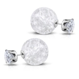 Bungsa® Kristall Ohrstecker Candy Kugel klar silber 8mm&15mm - 1 Paar Edelstahl (Ohrringe Ohrhänger Creolen Ohrschmuck Ohrklemmen Damen Frauen Herren Mode) -