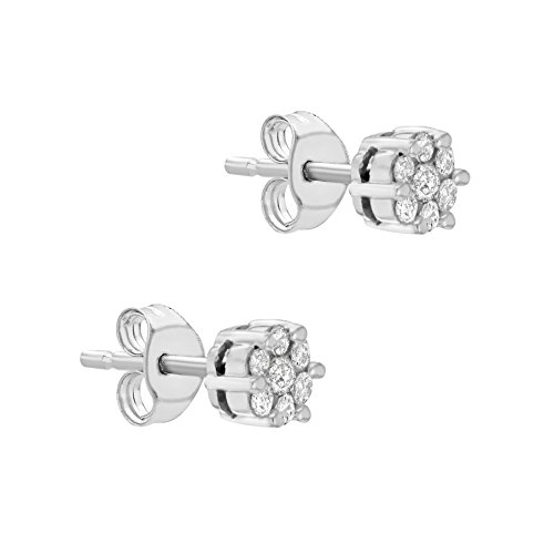 Carissima Gold Damen-Ohrstecker 9ct White Diamond Cluster Stud Earrings 375 Weißgold Diamant (0.25 ct) transparent Rundschliff-5.58.705Y -