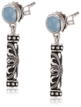 caï women Damen-Ohrstecker INDIA ETHNO 925 Silber rhodiniert Jade blau – C1629E/90/I2/