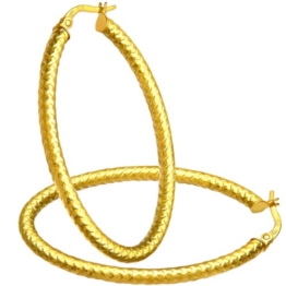 Citerna Damen-Creolen 9k Diamantschliff große ovale 375 Gelbgold - RIL1307Y -