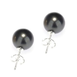cored Perlenohrstecker schwarz 925 Sterlingsilber 10mm NN9