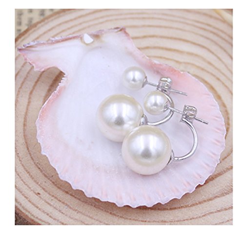 Damen-Ohrstecker mit Perlen, 8 mm, 925 Sterlingsilber, doppelseitig -