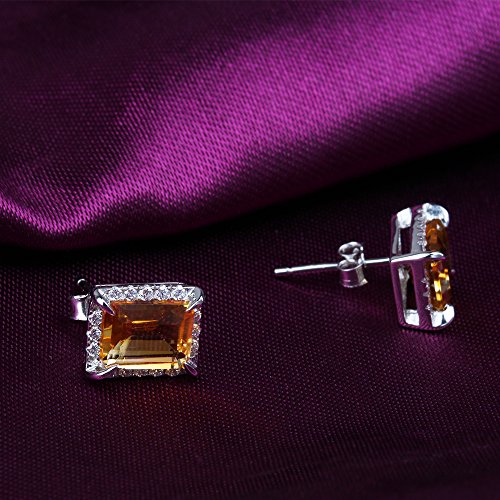 Eine einfache Ohrstecker strahlend Diamant 0,1 ct Citrin 925 Sterling Remasuri Kristall Ohrringe -