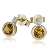 Goldmaid Damen-Ohrstecker 9 Karat 375 Gelbgold 2 Citrin 4 Diamanten 0,02 ct. Fa O2944GG375 -