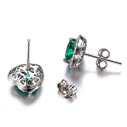 Jewelrypalace 2.57ct Synthetisch Grün Nano Russisch Smaragd Herz Ohrring Ohrstecker 925 Sterlingsilber Herz -