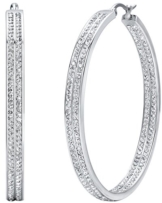 Jstyle Edelstahl Große Creolen Ohrstecker Ohrringe Band Zirkonia Farbegold Silberweiß für Hochzeit Frauen 50mm -