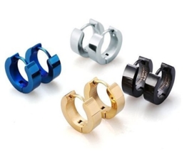 Jstyle Ohrstecker 4er Edelstahl Creolen 14mm Clips Ohrringe Herren Damen Herrenstecker Nickelfrei Blau Schwarz -