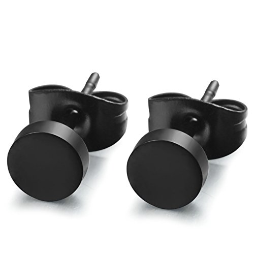 Jstyle Schmuck Edelstahl mini Ohrstecker allergiefrei schwarze Ohrringe für Männer und Frauen 6 Paare Durchmesser 3-8mm -