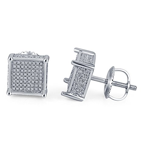 Lilu Jewels Amazing Box Form Damen Ohrstecker Ohrring ’s Round Schnitt Diamant weiß 925 Sterling Silber -