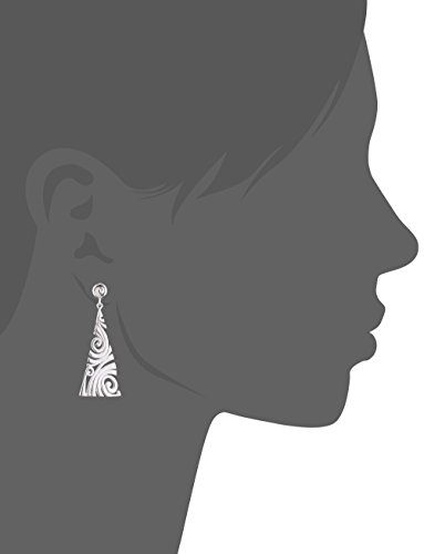 MATERIA Dreieck Ohrringe lang Silber 925 VORTICE – Schmuck Ohrhänger Wirbelmuster 19x49mm + Schmuckbox #SO-121 -