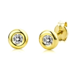 Miore Damen-Ohrstecker 375 Gelbgold 2 Zirkonia 9ct farblos 5.5 mm -