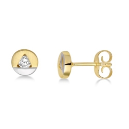 Miore Damen-Ohrstecker 9 Karat -375 Glanz Weißgold und Matt Gelbgold Zirkonia MM9012ZE -