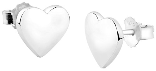 Nenalina Silber Damen-Ohrringe Ohrstecker Herz Motiv mit glänzenden Oberflächen, 324406-090 -