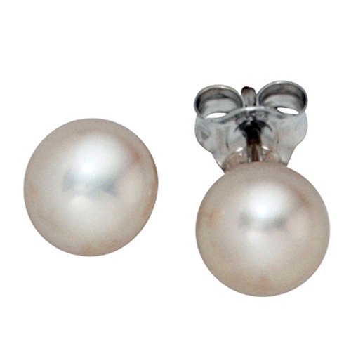 Ohrstecker 925 Sterling Silber 2 Süßwasser Perlen Ohrringe Perlenohrstecker ( Silber Ohrschmuck ) -