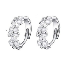 Omos Damen 925 Sterling Silber Blumen Ohrclip Creole Ohrstecker Hoop Earring -