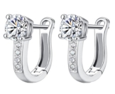 Omos Damen 925 Sterling Silber Diamant Blumen Ohrclip Creole Ohrstecker Hoop Earring -