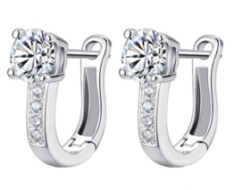 Omos Damen 925 Sterling Silber Diamant Blumen Ohrclip Creole Ohrstecker Hoop Earring -