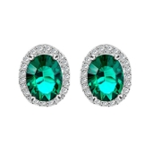paialco S925 Sterling Silber CZ Smaragd Ohrring Ohrstecker Classic Oval Halo grün