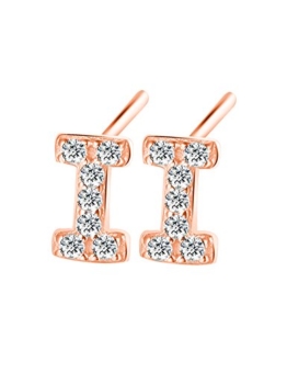 paialco Trend 925 Sterling Silber Tiny Initiale Ohrring Ohrstecker Rose Vergoldet Buchstabe I