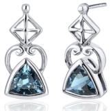 revoni- Kunstvoller Class 1,50 Karat London Blau Topas Trillionschliff Ohrringe in Sterling Silber