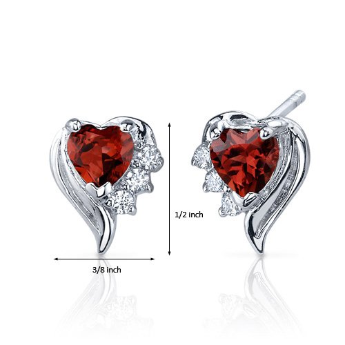 Revoni Damen-Ohrringe 925 Sterlingsilber Cubic Zirkonia Diamant und Granat 1.00 Karat rot -