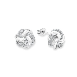 s. Oliver Damen-Ohrstecker Knoten 925 Silber rhodiniert Zirkonia weiß Rundschliff – 540988