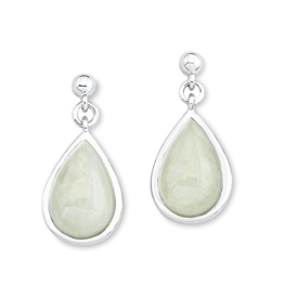 s.Oliver Damen-Ohrhänger 925 Silber rhodiniert Jade grün – 526166