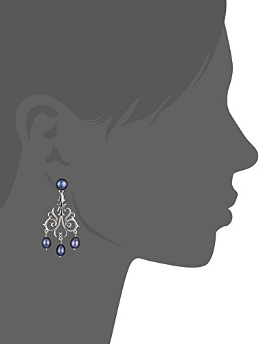Sakura Pearl Damen-Ohrstecker Ohrringe 925 Silber rhodiniert Frischwasser-Zuchtperle Blau 5 cm – AM 301 B -