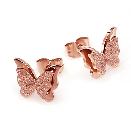 Schmetterling Ohrringe, Edelstahl Ohrstecker für Damen Valentinstag Geschenk, Modeschmuck -