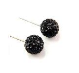 schwarz Zirkon Kristalle Ohrringe Ball 925 Sterling Silber Ohrringe Schmuck