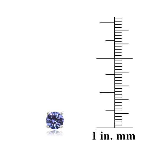 Sterling-Silber, 1 kt Tansanit Ohrstecker Ohrringe rund, 5 mm, 5 Stück -