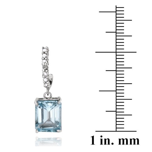 Sterlingsilber Blautopas 5.5ct & Diamant Ohrhänger rechteckig -