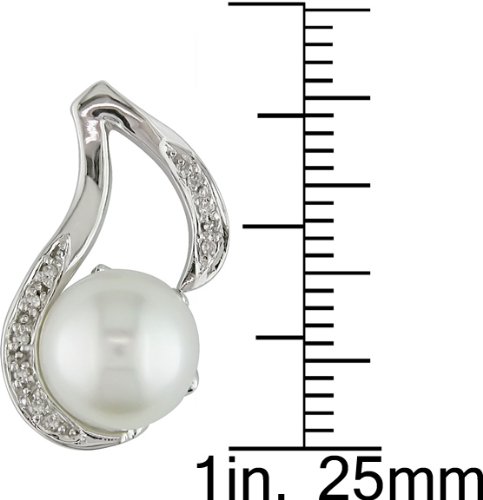 Sterlingsilber Diamant und FW Perlen Ohrringe (9-10) -