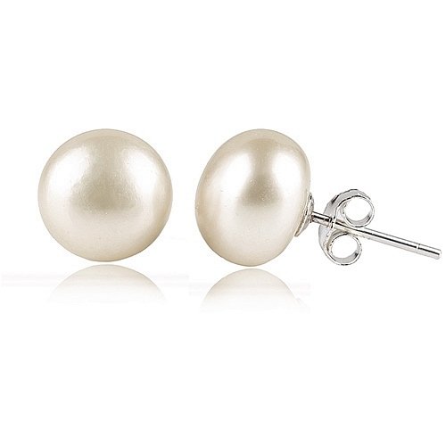 Stilechte Perlen Ohrstecker 8 mm weiß perlmut 925 Sterling Silber Süßwasserperle -