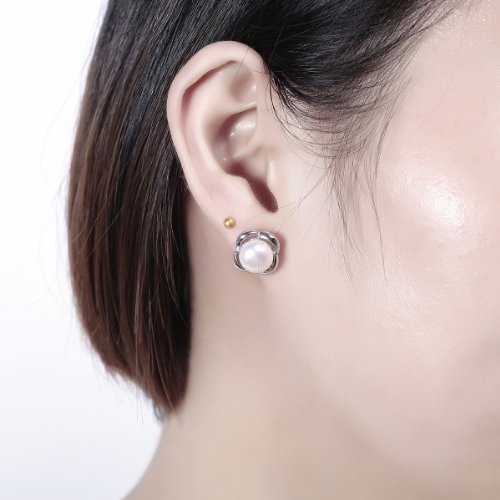 VIKI LYNN 100% Sterlingsilber 925 Ohrringe Ohrstecker mit echt 8,5-9 mm Süßwasser Perlen -