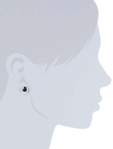 Vinani Damen-Ohrstecker doppelter Kreis glänzend mit Onyx schwarz Sterling Silber 925 Ohrringe OFO -