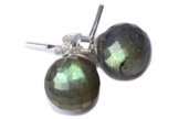 wunsch-lounge Ohrringe 8 mm fac. Ohrstecker , Labradorit AA in Sterling Silber , VPE 1 Paar