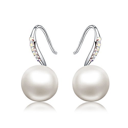 Österreichischen Kristall SWAROVSKI – 10mm Natürliche Schale Perle – Perle Haken Ohrringe Damen