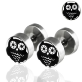 1 Paar 8 mm Fakeplugs Fake Plug Tunnel Ohrstecker Ohrringe Fakepiercing Eule -