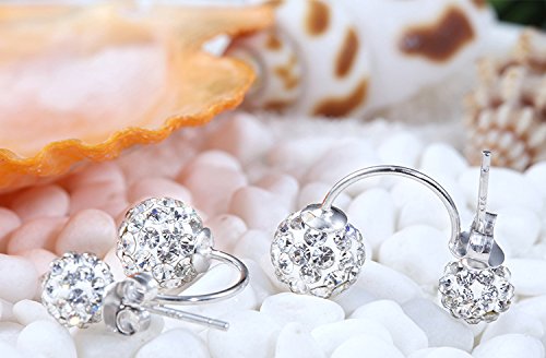 1 Paar Kristall Ohrringe in 100% 925 Silber | Ohrstecker mit 2 Kristallkugeln | Ohrring für Damen / Frauen | moderner eleganter Schmuck für Sie | schneller + kostenloser Versand -