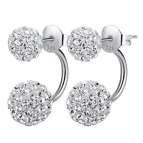 1 Paar Kristall Ohrringe in 100% 925 Silber | Ohrstecker mit 2 Kristallkugeln | Ohrring für Damen / Frauen | moderner eleganter Schmuck für Sie | schneller + kostenloser Versand -