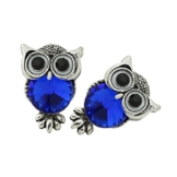 2 Stück Ohrstecker Ohrringe Ohrschmuck Eule Uhu Vintage Motiv Damen Strass Glitzer Glitter Blau Altsilbern Tunnelstore -