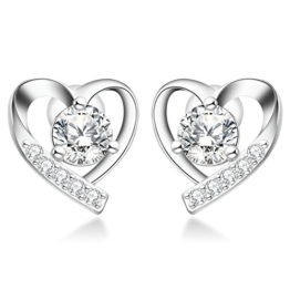 anewish "Magie der Liebe" Klare Zirkonia Herz Damen Ohrstecker , Silber Farbe -