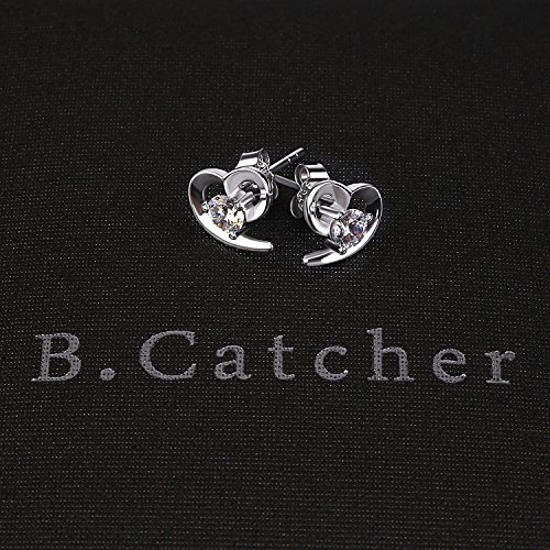 B.Catcher Damen Ohrstecker Ohrringe Set mit Herz Basic 925 Sterling Silber Zirkonia -