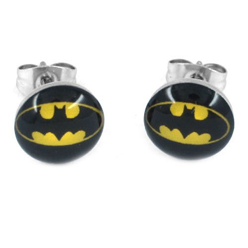 Batman Design Fledermaus Ohrstecker Ohrringe Edelstahl poliert 10mm (2 Stück) für Damen und Herren -
